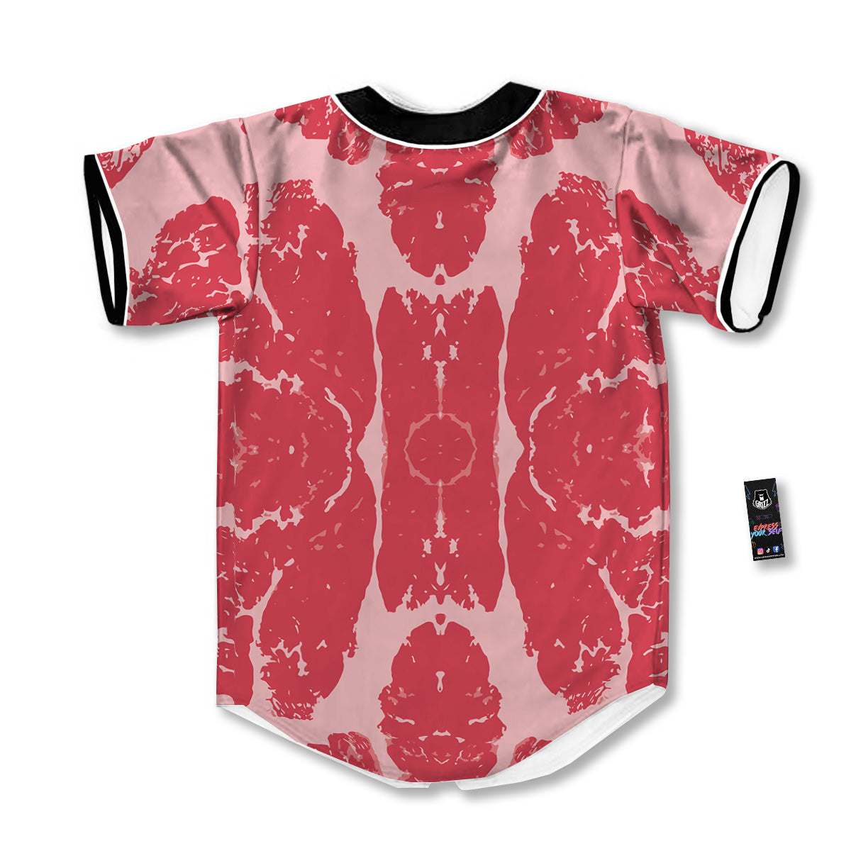 Beef Texture Print Pattern Baseball Jersey-grizzshop