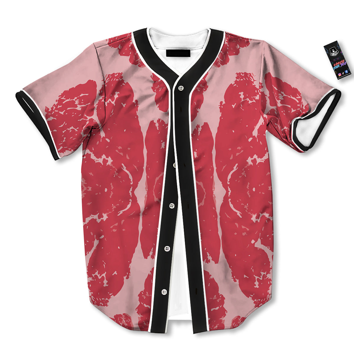 Beef Texture Print Pattern Baseball Jersey-grizzshop
