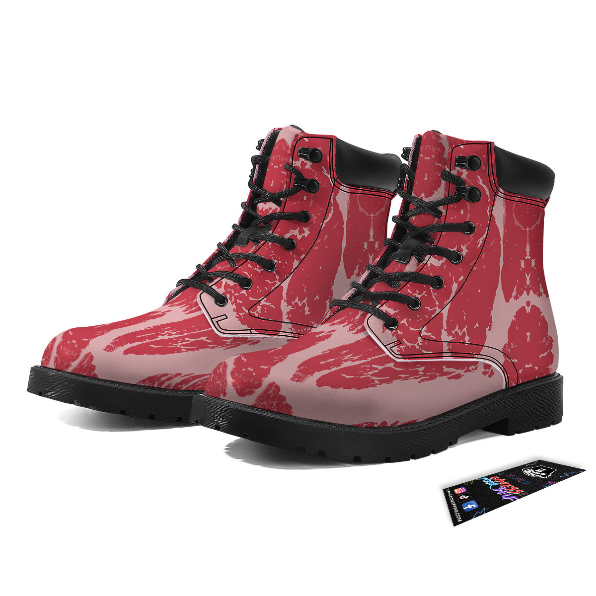 Beef Texture Print Pattern Boots-grizzshop