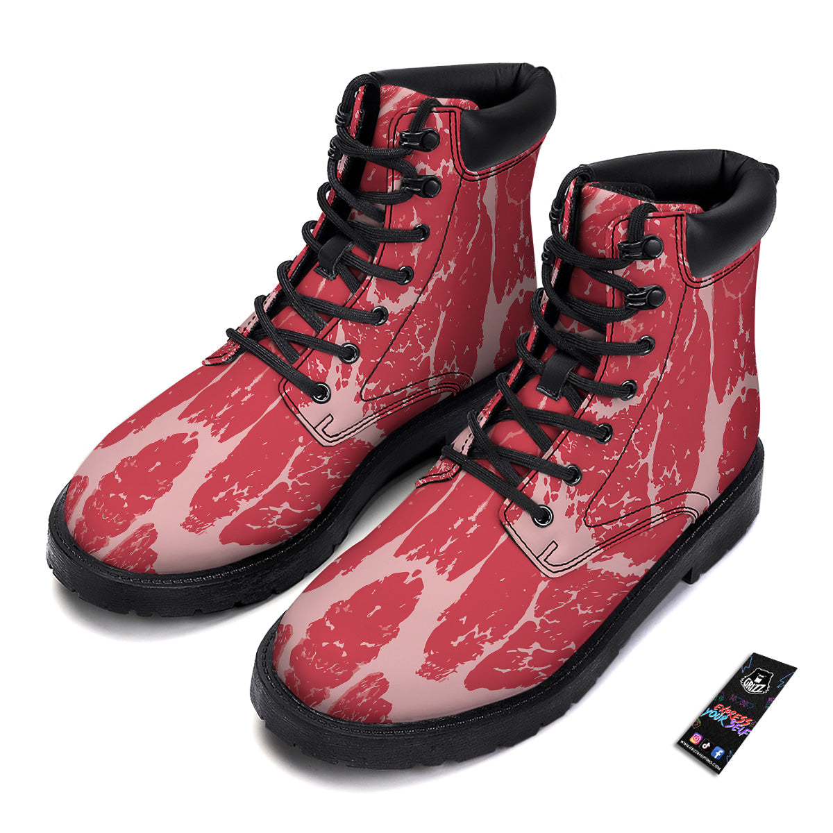 Beef Texture Print Pattern Boots-grizzshop