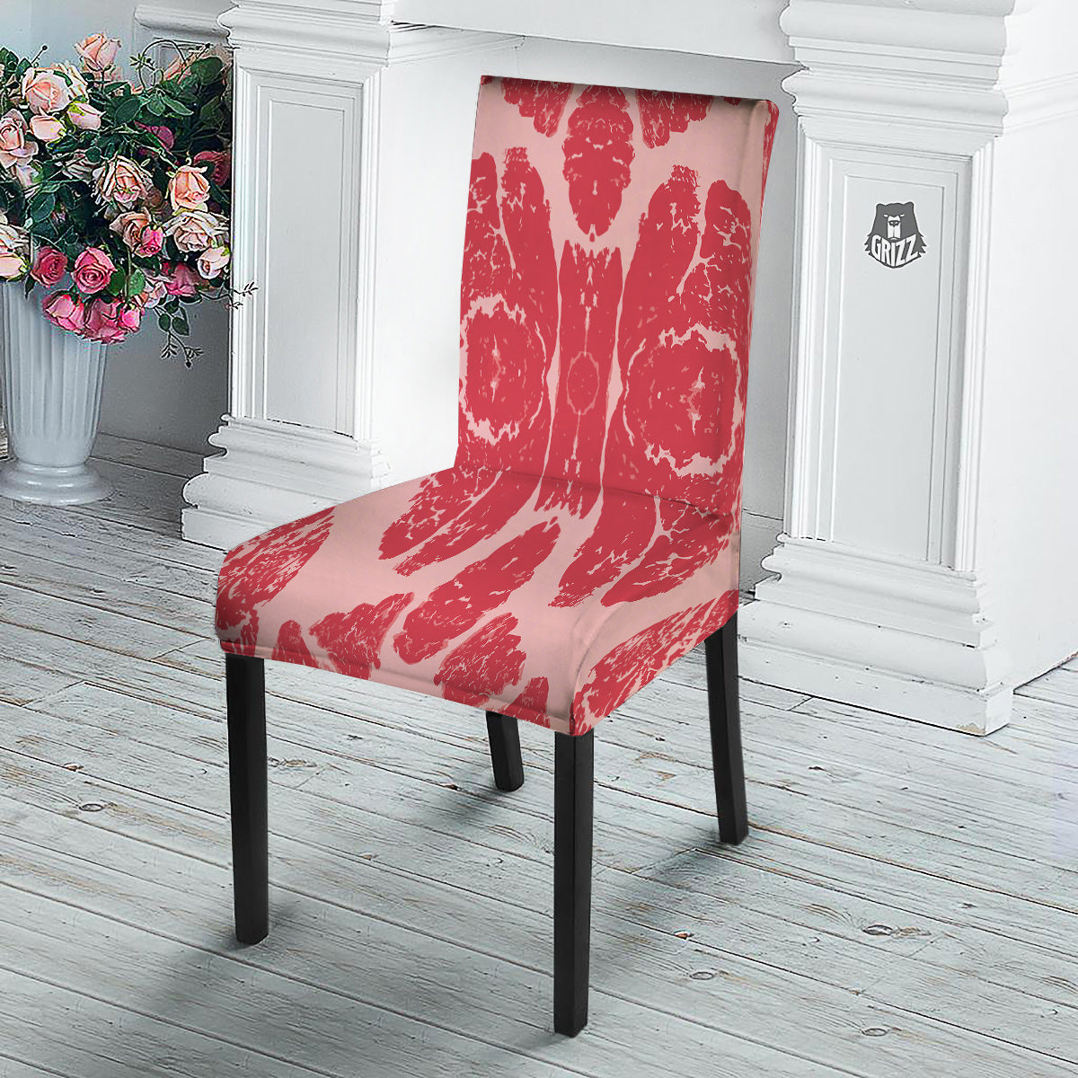 Beef Texture Print Pattern Dining Chair Slipcover-grizzshop