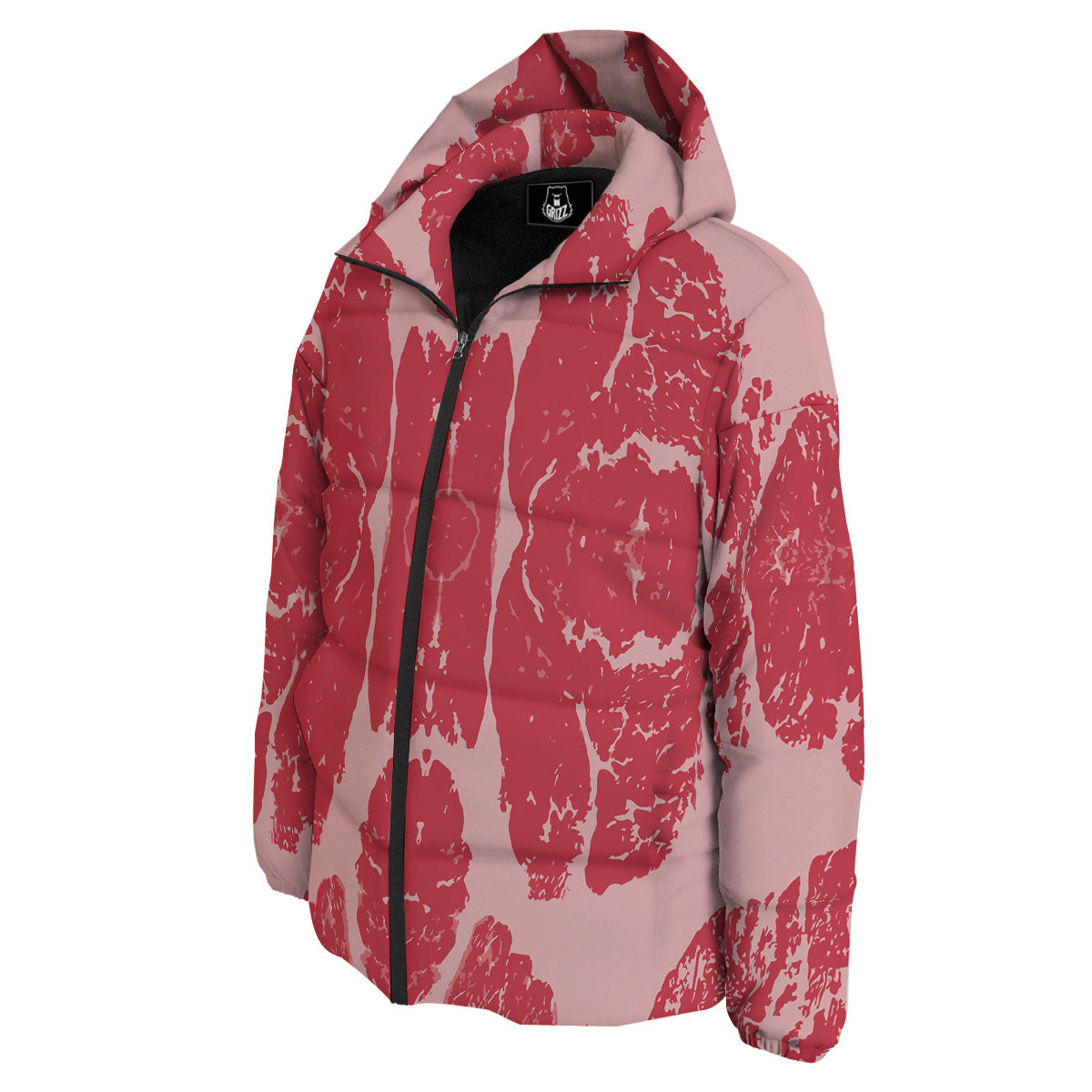 Beef Texture Print Pattern Down Jacket-grizzshop