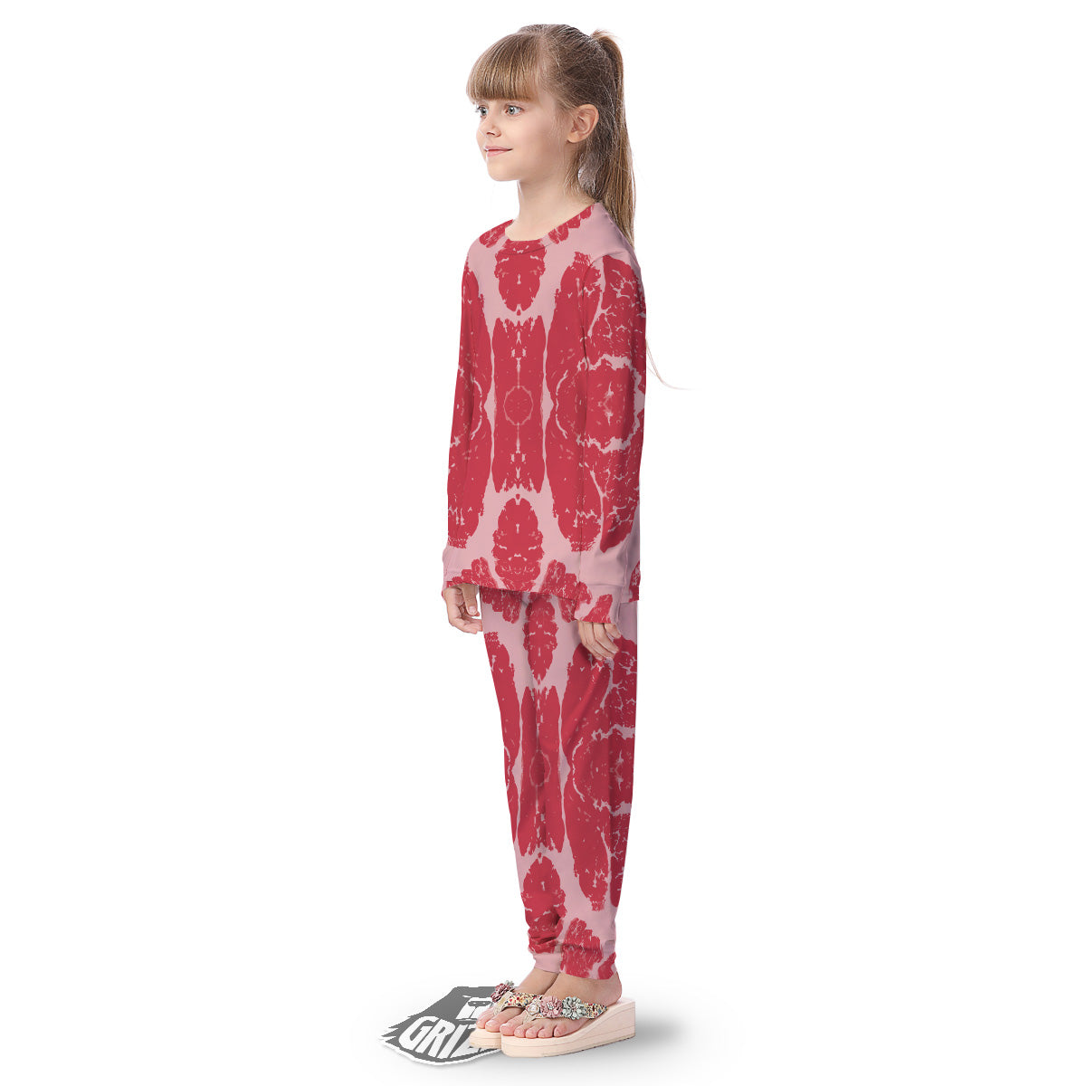 Beef Texture Print Pattern Kid's Pajamas-grizzshop