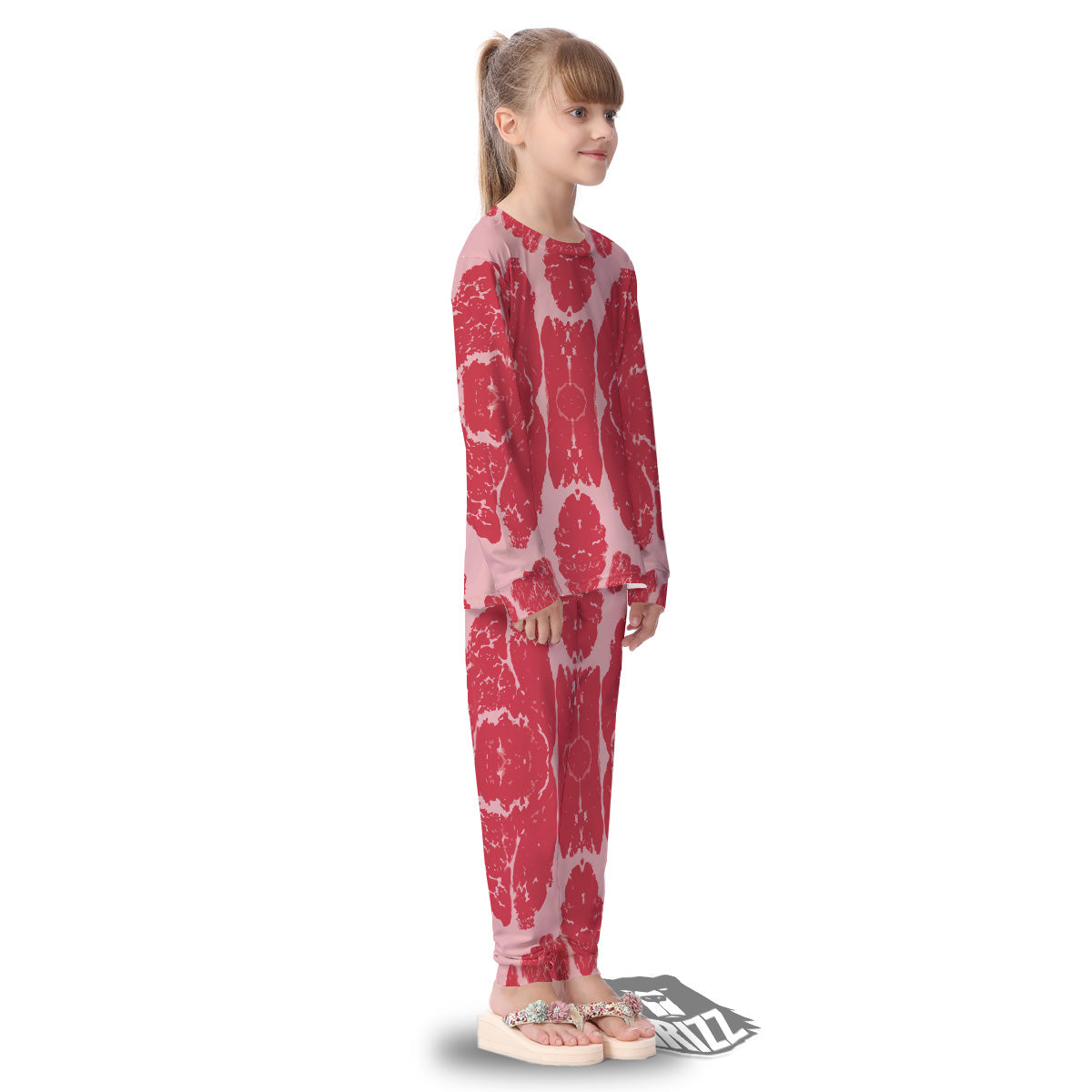 Beef Texture Print Pattern Kid's Pajamas-grizzshop