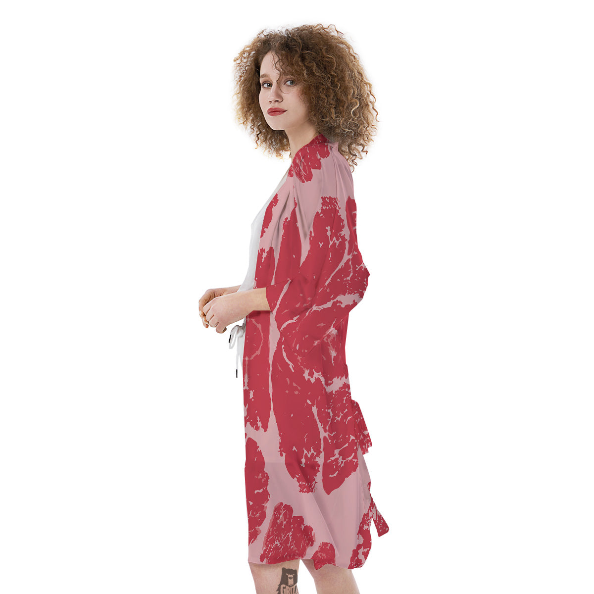 Beef Texture Print Pattern Kimono-grizzshop