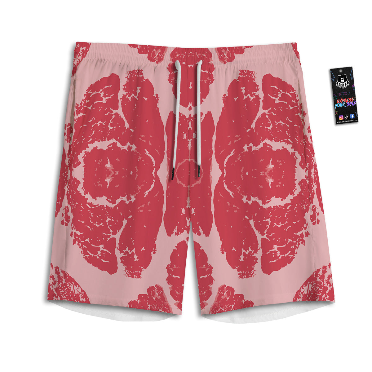 Beef Texture Print Pattern Men's Athletic Shorts