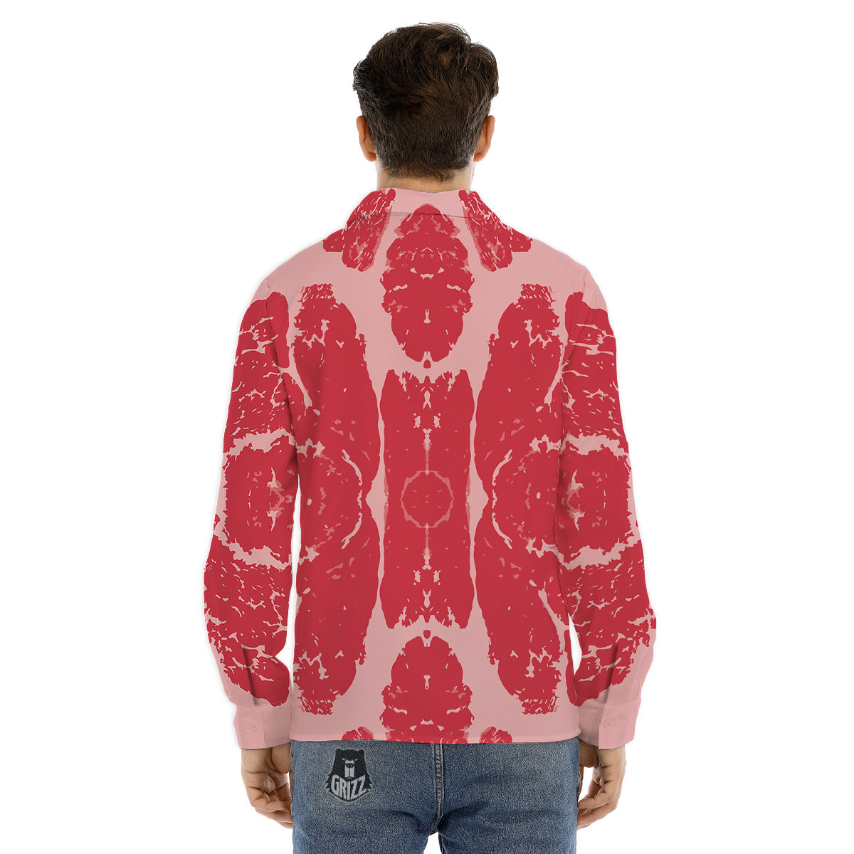 Beef Texture Print Pattern Men's Dress Shirts-grizzshop