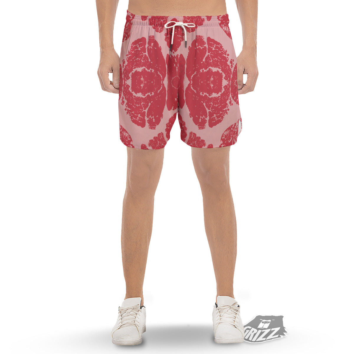 Beef Texture Print Pattern Men's Gym Shorts-grizzshop