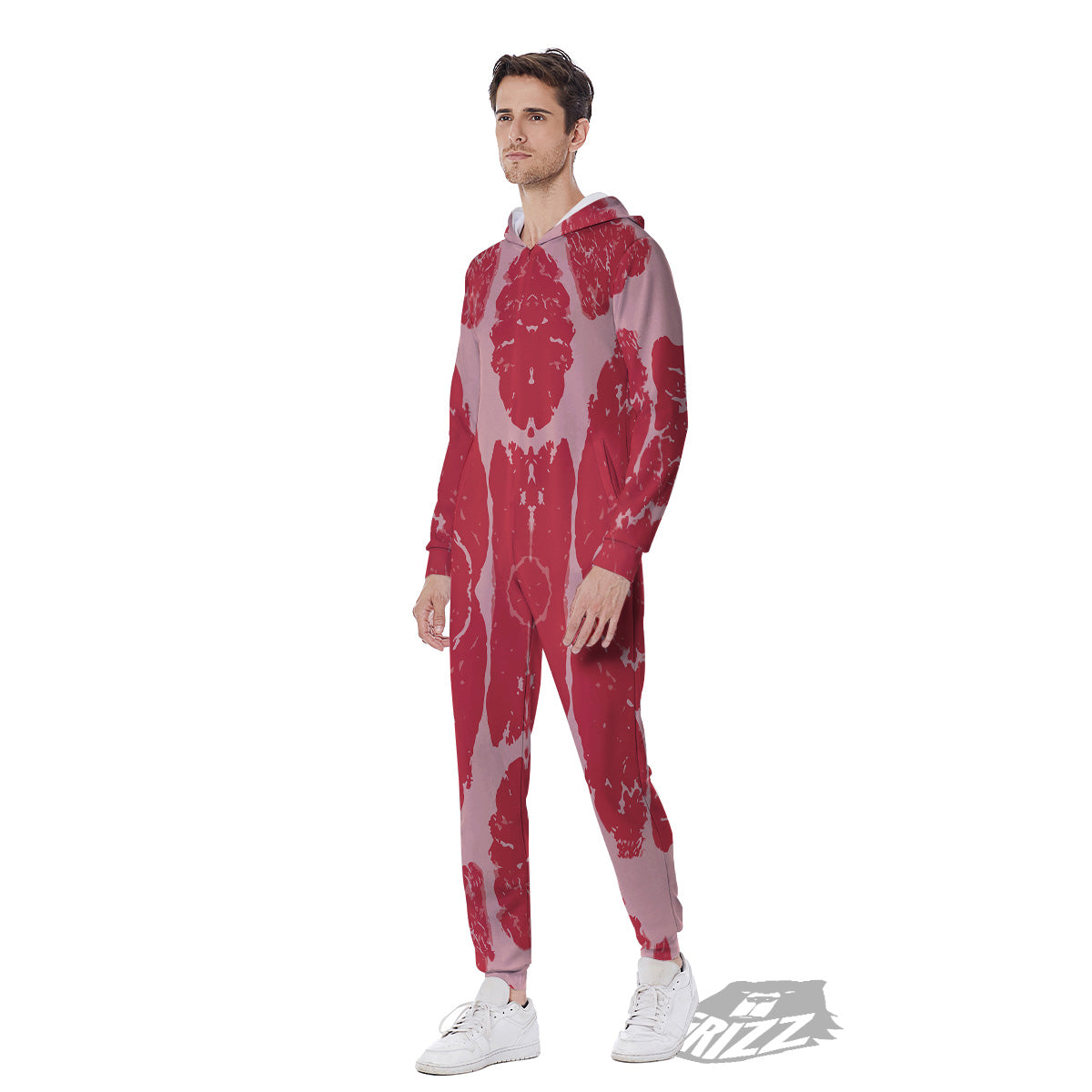 Beef Texture Print Pattern Men's Jumpsuit-grizzshop