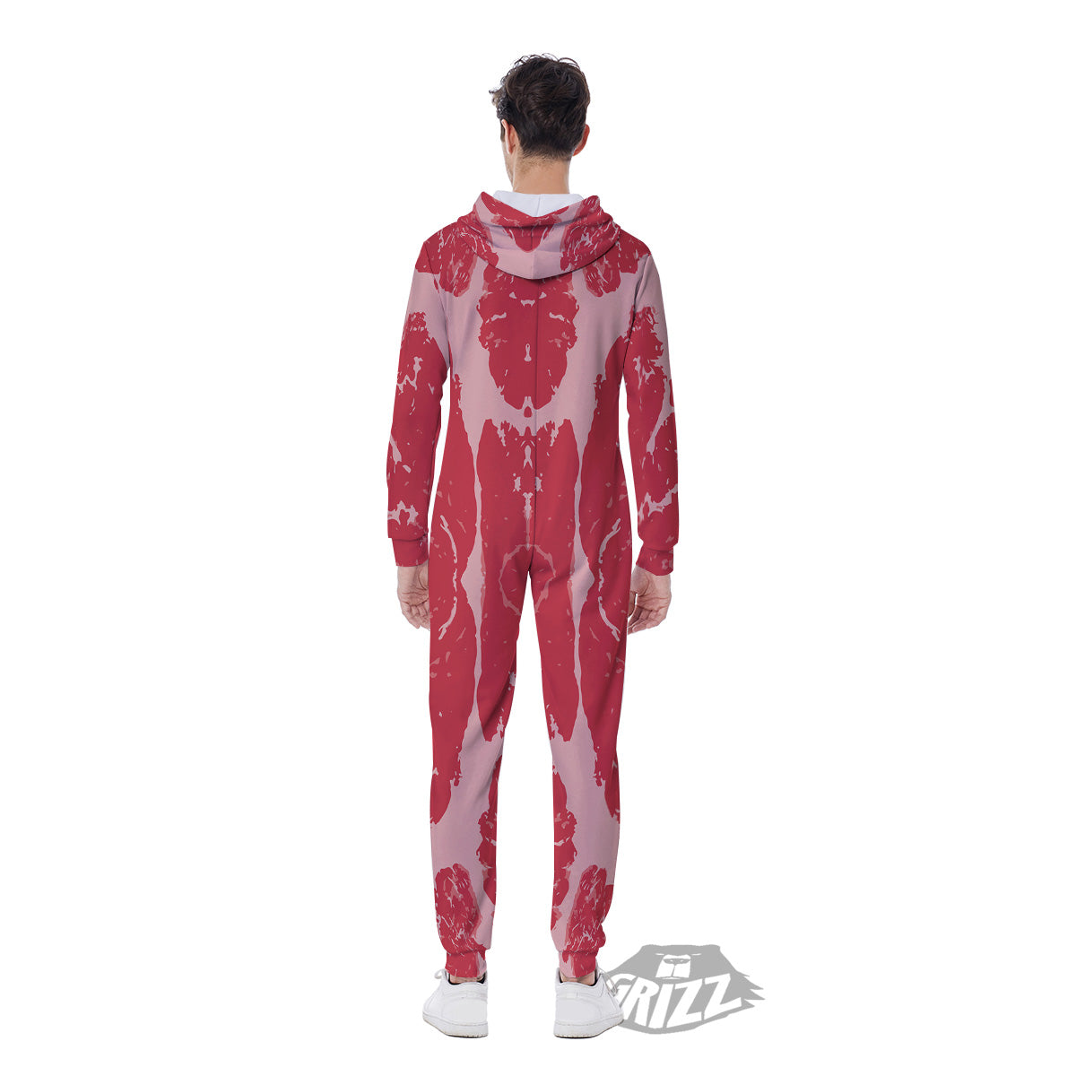 Beef Texture Print Pattern Men's Jumpsuit-grizzshop