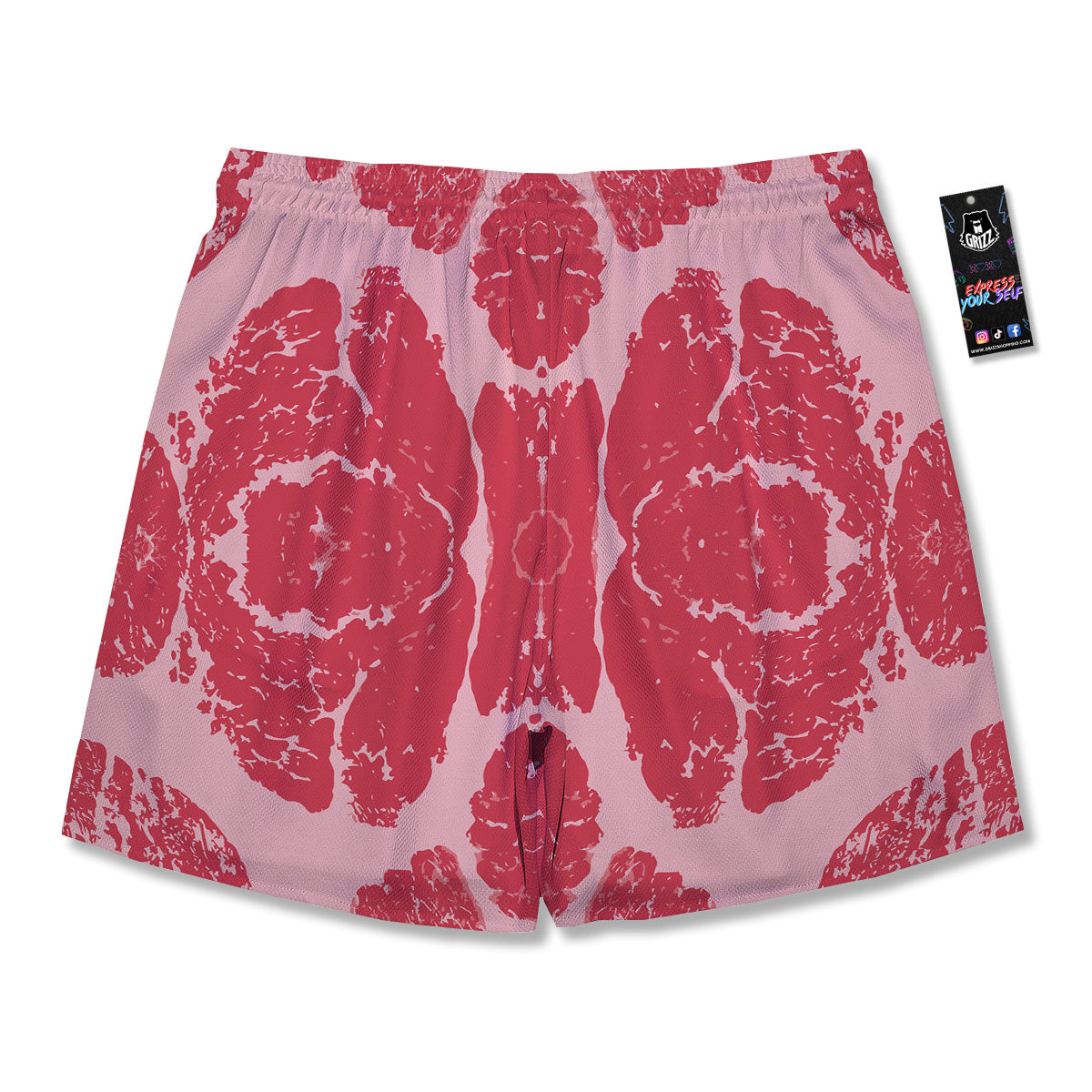 Beef Texture Print Pattern Men's Running Shorts-grizzshop