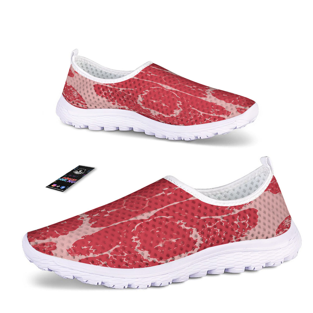 Beef Texture Print Pattern Nurse Shoes-grizzshop