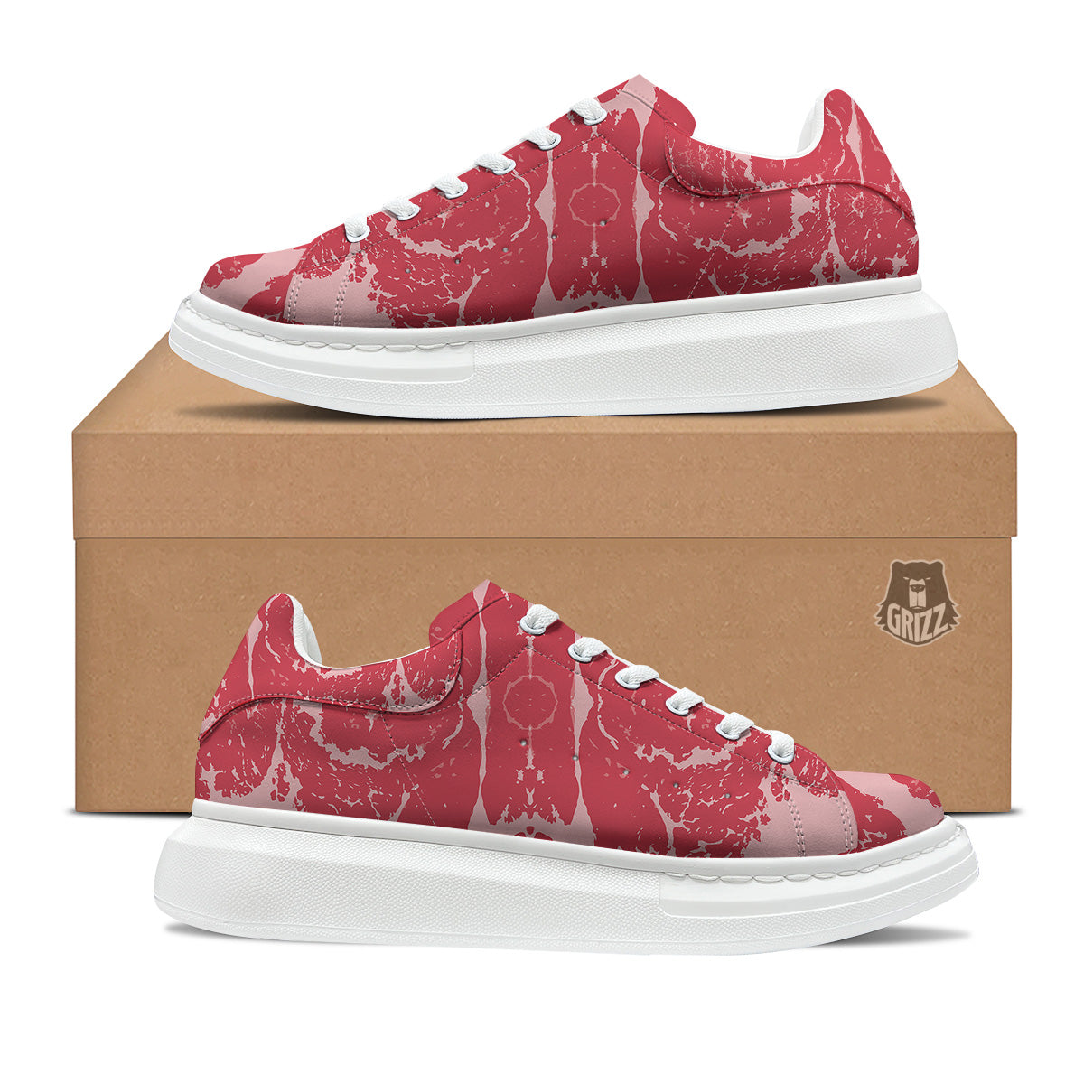 Beef Texture Print Pattern Platform Shoes-grizzshop