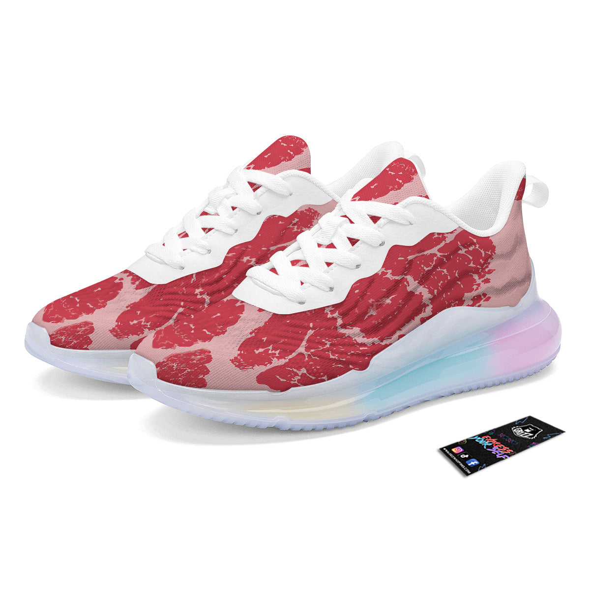 Beef Texture Print Pattern Running Sneakers-grizzshop