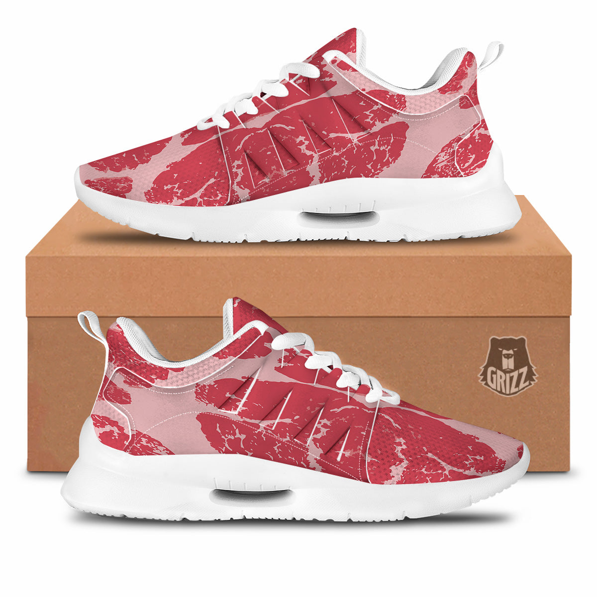 Beef Texture Print Pattern Tennis Shoes-grizzshop