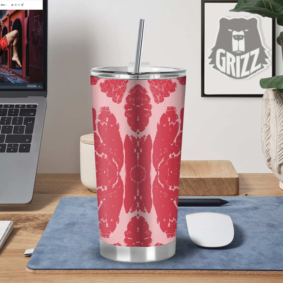 Beef Texture Print Pattern Tumbler-grizzshop