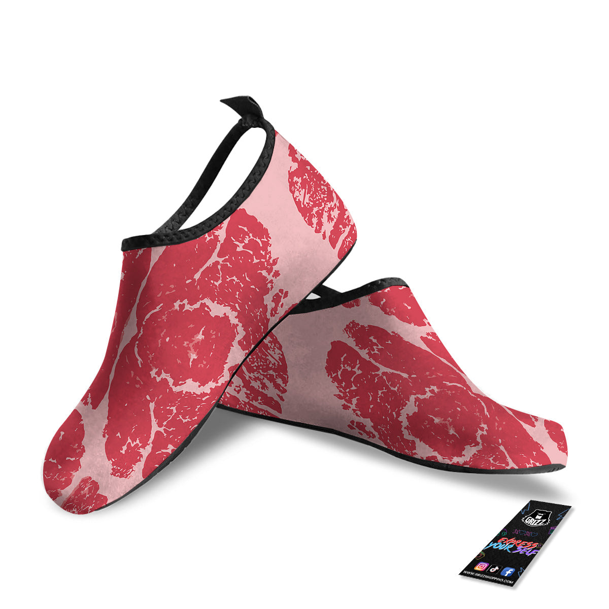 Beef Texture Print Pattern Water Shoes-grizzshop