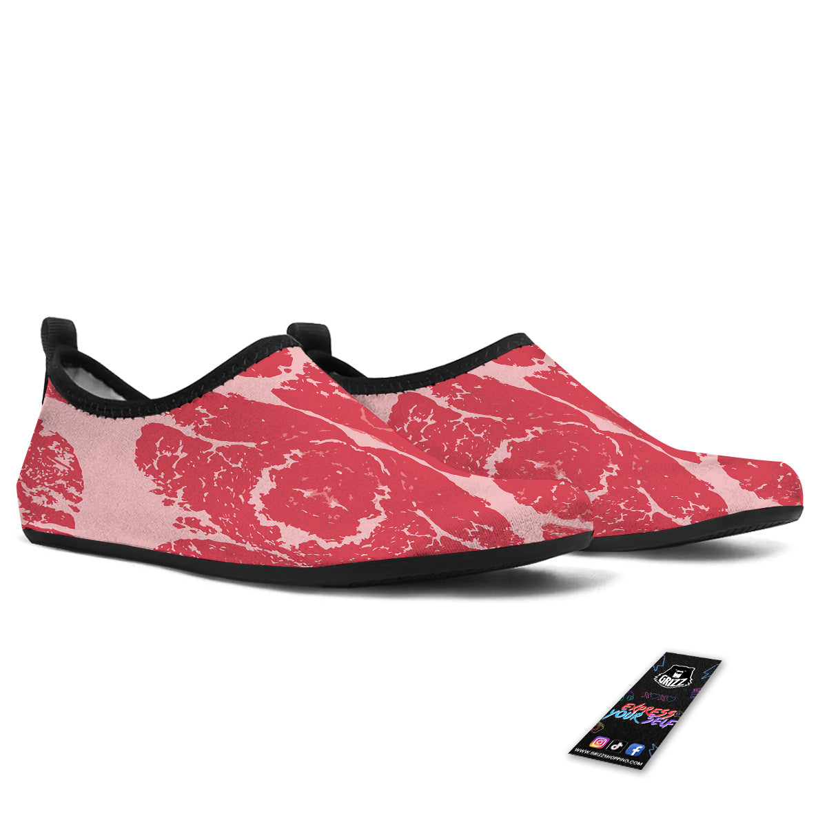 Beef Texture Print Pattern Water Shoes-grizzshop