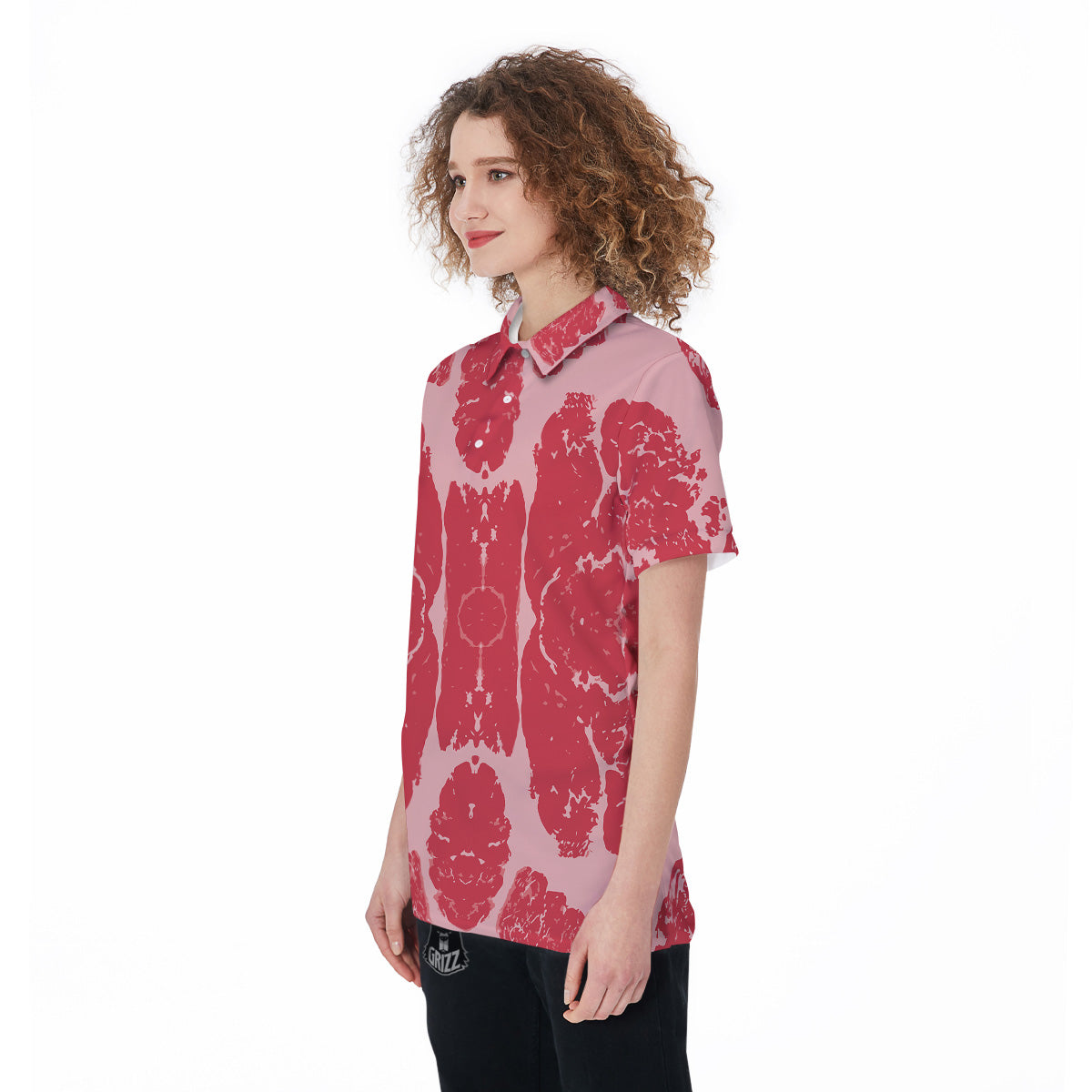 Beef Texture Print Pattern Women's Golf Shirts-grizzshop
