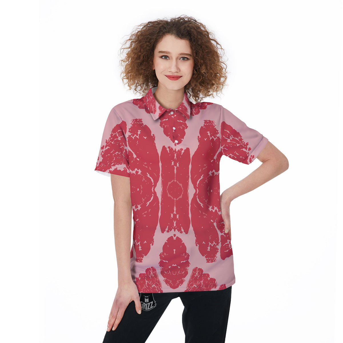 Beef Texture Print Pattern Women's Golf Shirts-grizzshop