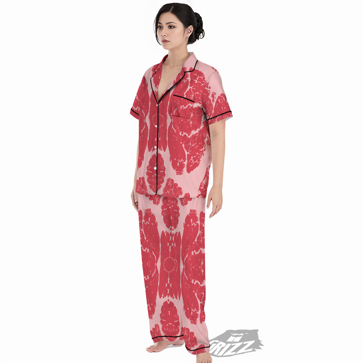 Beef Texture Print Pattern Women's Pajamas Set-grizzshop