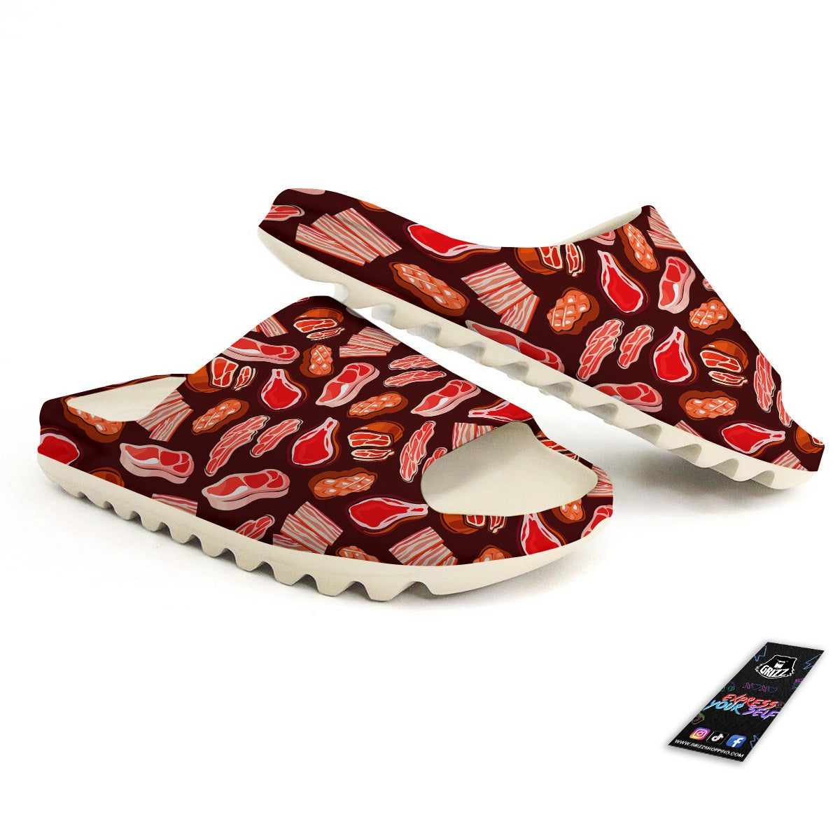 Beef Steaks Print Pattern Sandals-grizzshop