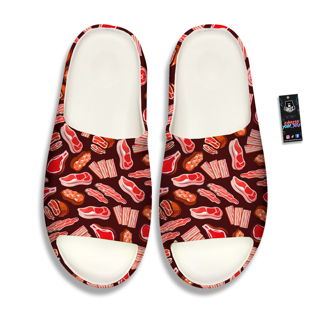 Beef Steaks Print Pattern Sandals-grizzshop