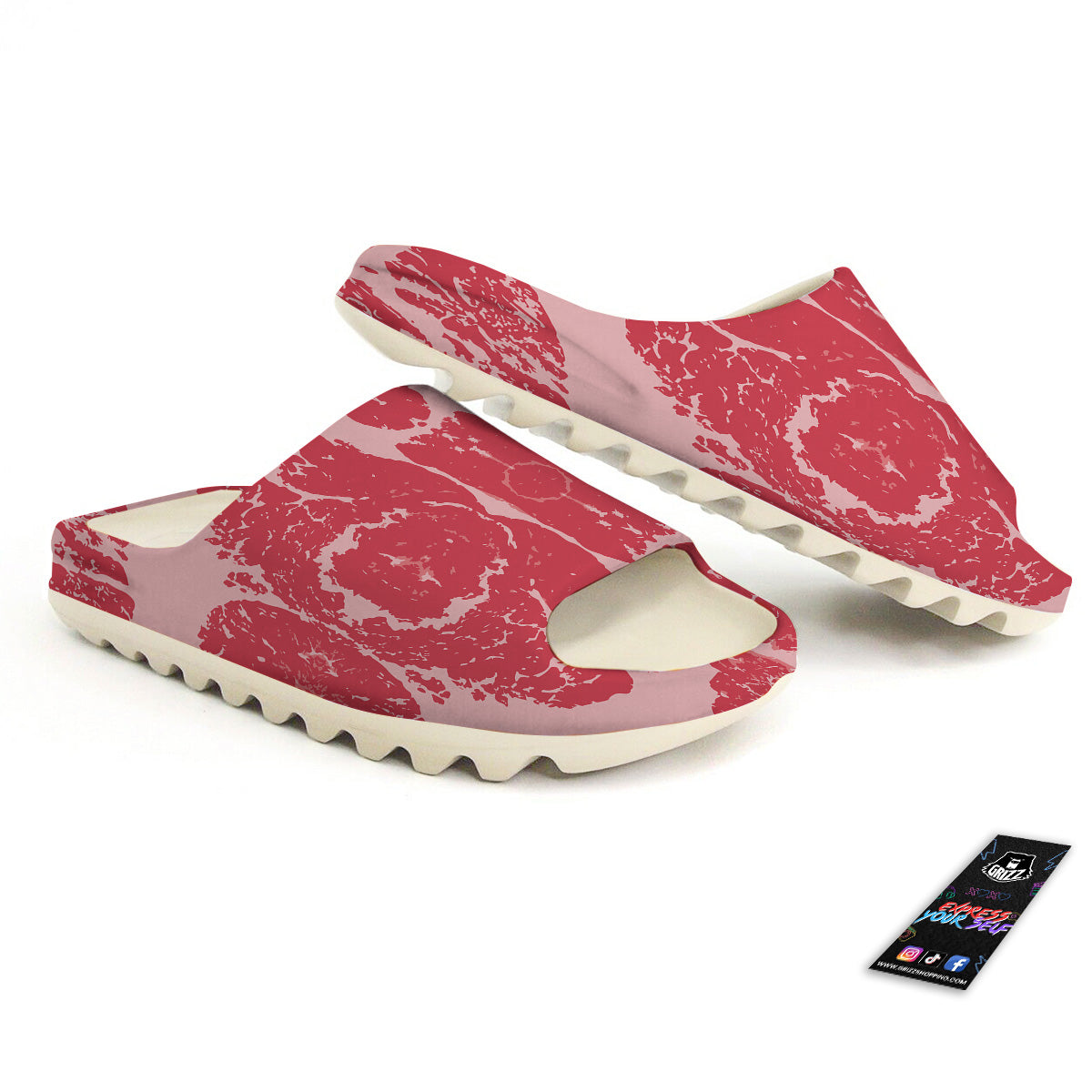 Beef Texture Print Pattern Sandals-grizzshop