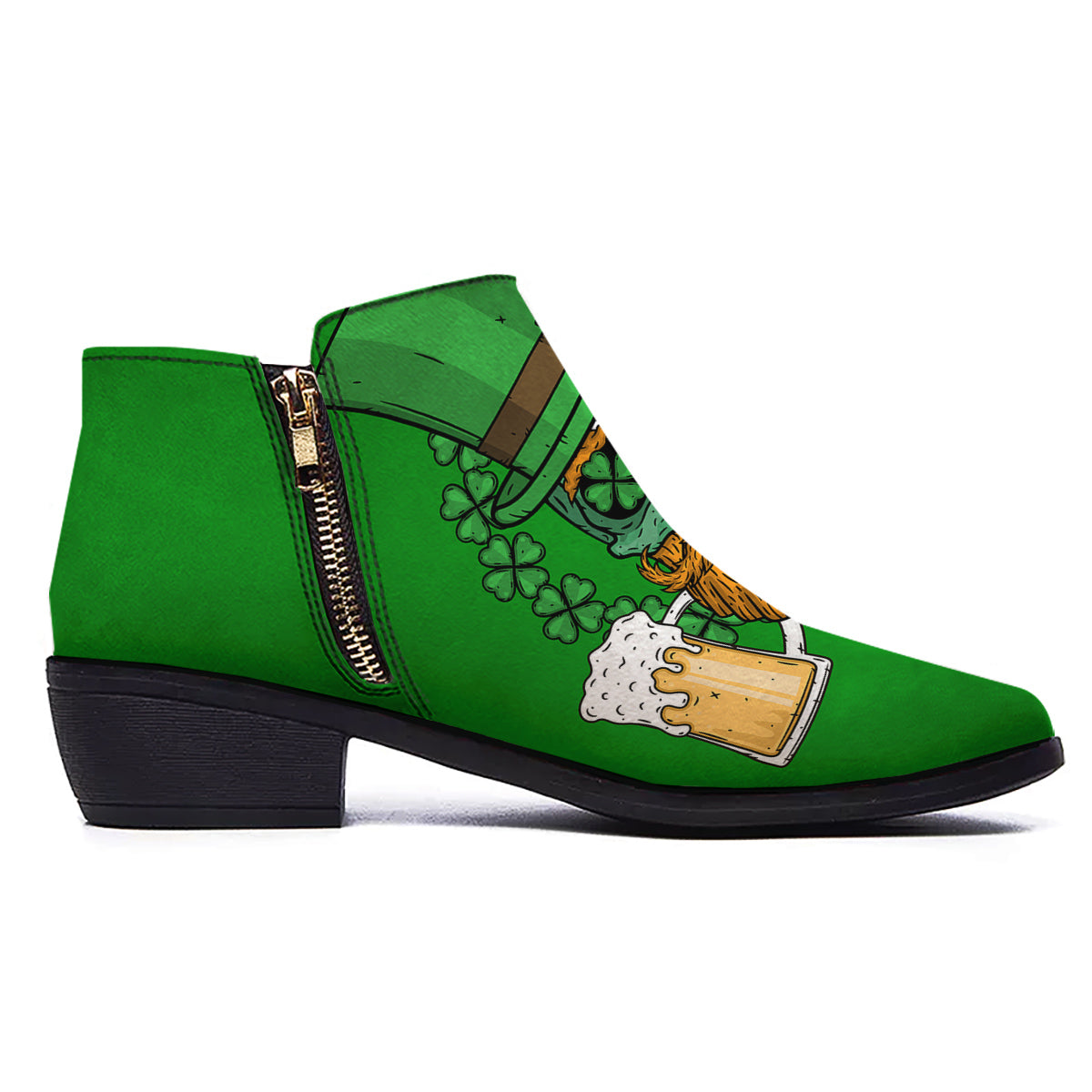 Beer And Clover St. Patrick's Day Print Ankle Boots-grizzshop