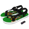 Beer And Clover St. Patrick's Day Print Black Open Toe Sandals-grizzshop