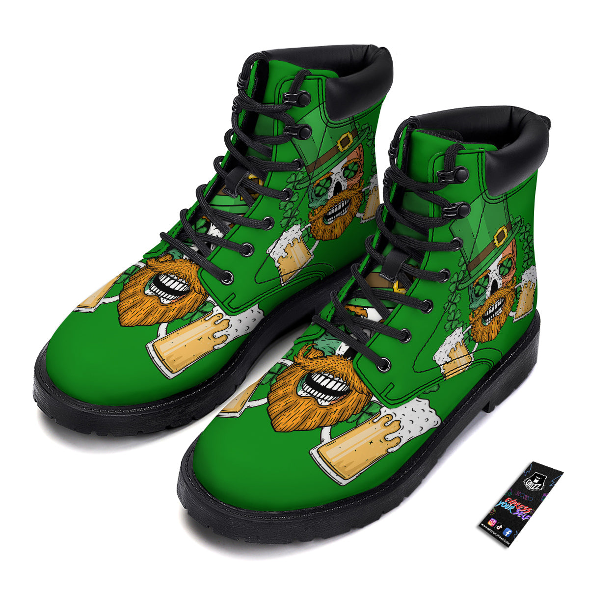 Beer And Clover St. Patrick's Day Print Boots-grizzshop