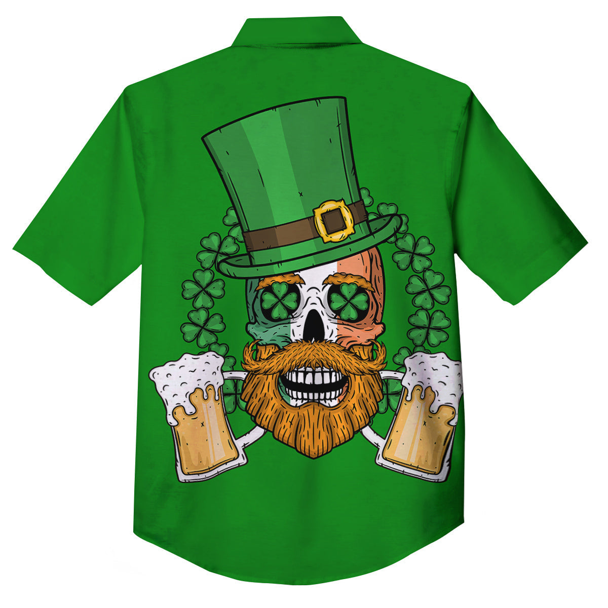 Beer And Clover St. Patrick's Day Print Button Up Shirt-grizzshop