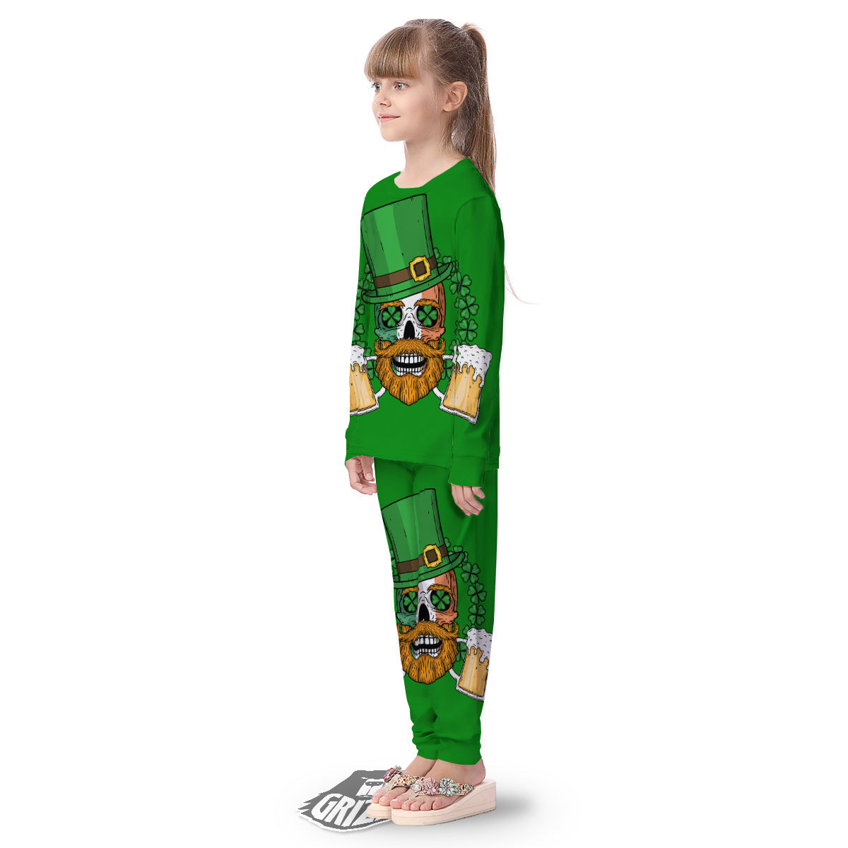 Beer And Clover St. Patrick's Day Print Kid's Pajamas-grizzshop