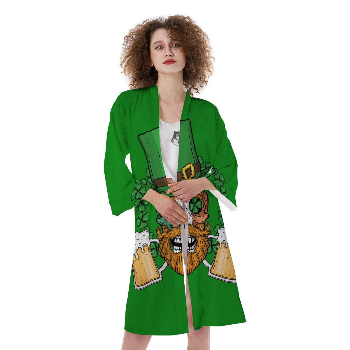 Beer And Clover St. Patrick's Day Print Kimono-grizzshop