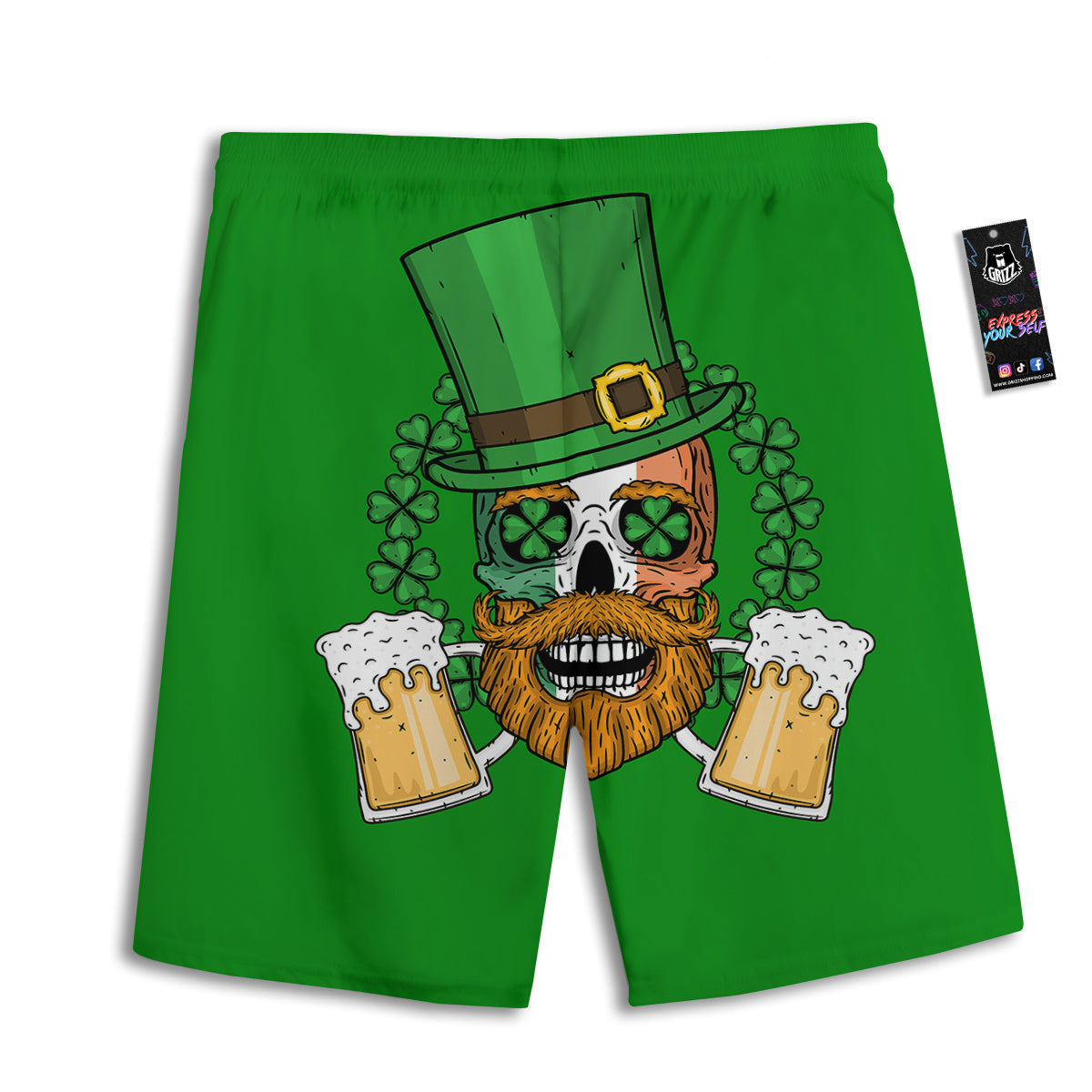 Beer And Clover St. Patrick's Day Print Men's Athletic Shorts