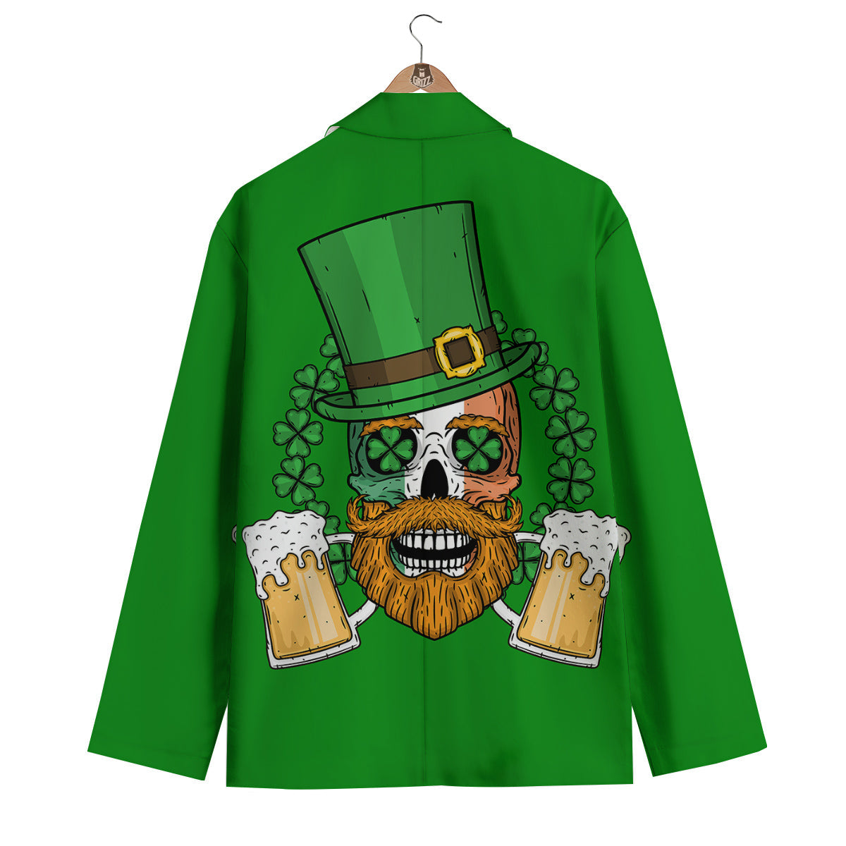 Beer And Clover St. Patrick's Day Print Men's Blazer-grizzshop