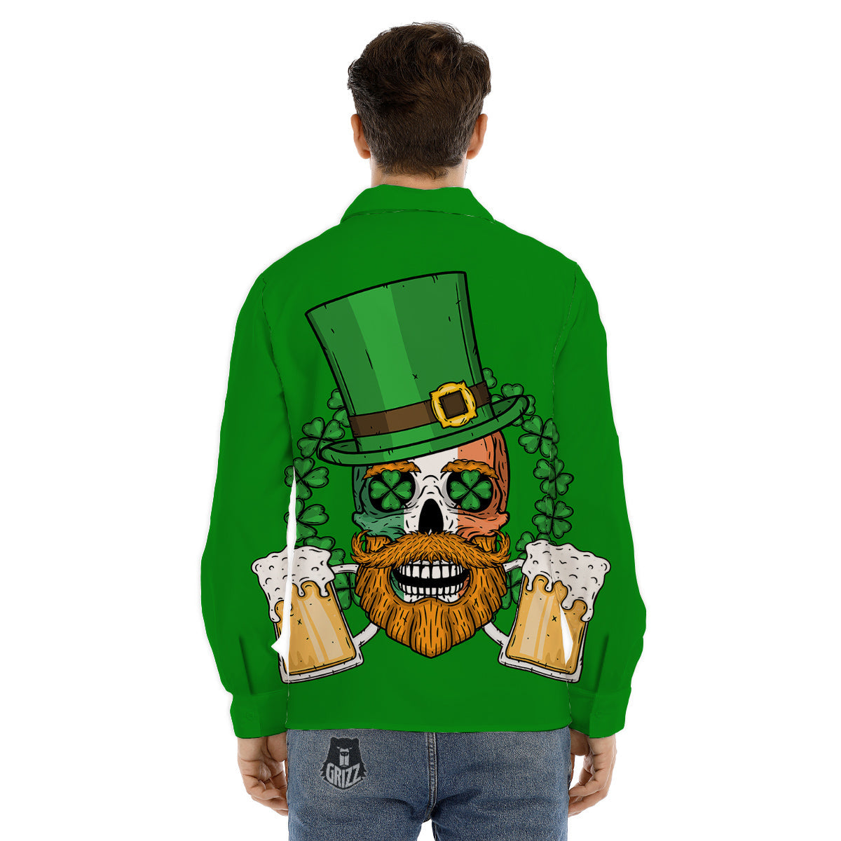 Beer And Clover St. Patrick's Day Print Men's Dress Shirts-grizzshop