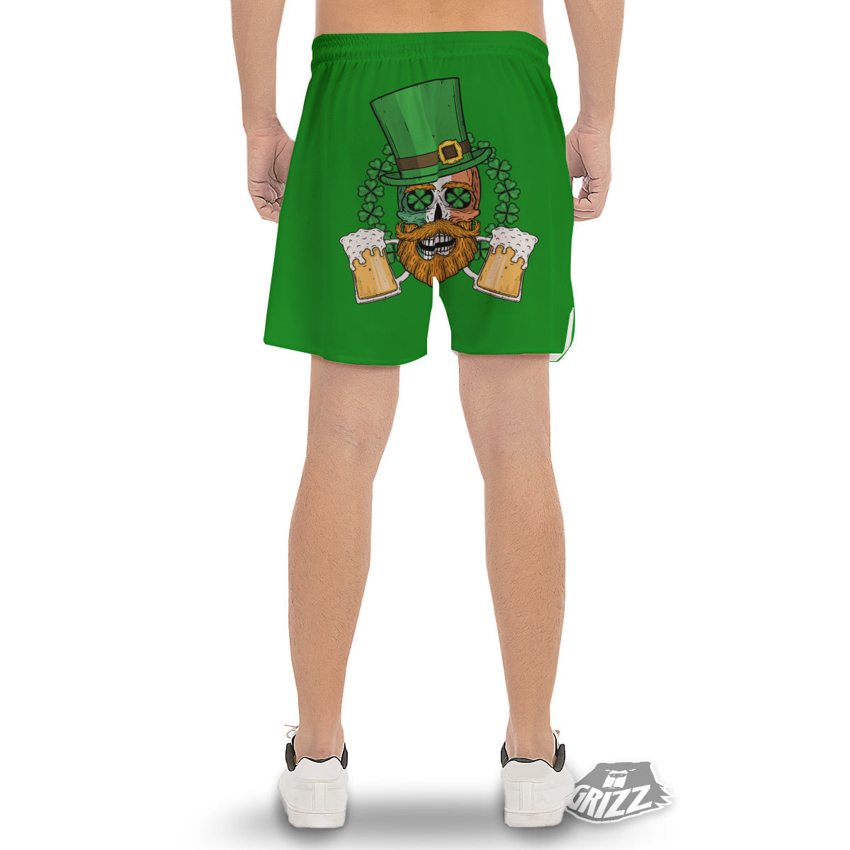 Beer And Clover St. Patrick's Day Print Men's Gym Shorts-grizzshop
