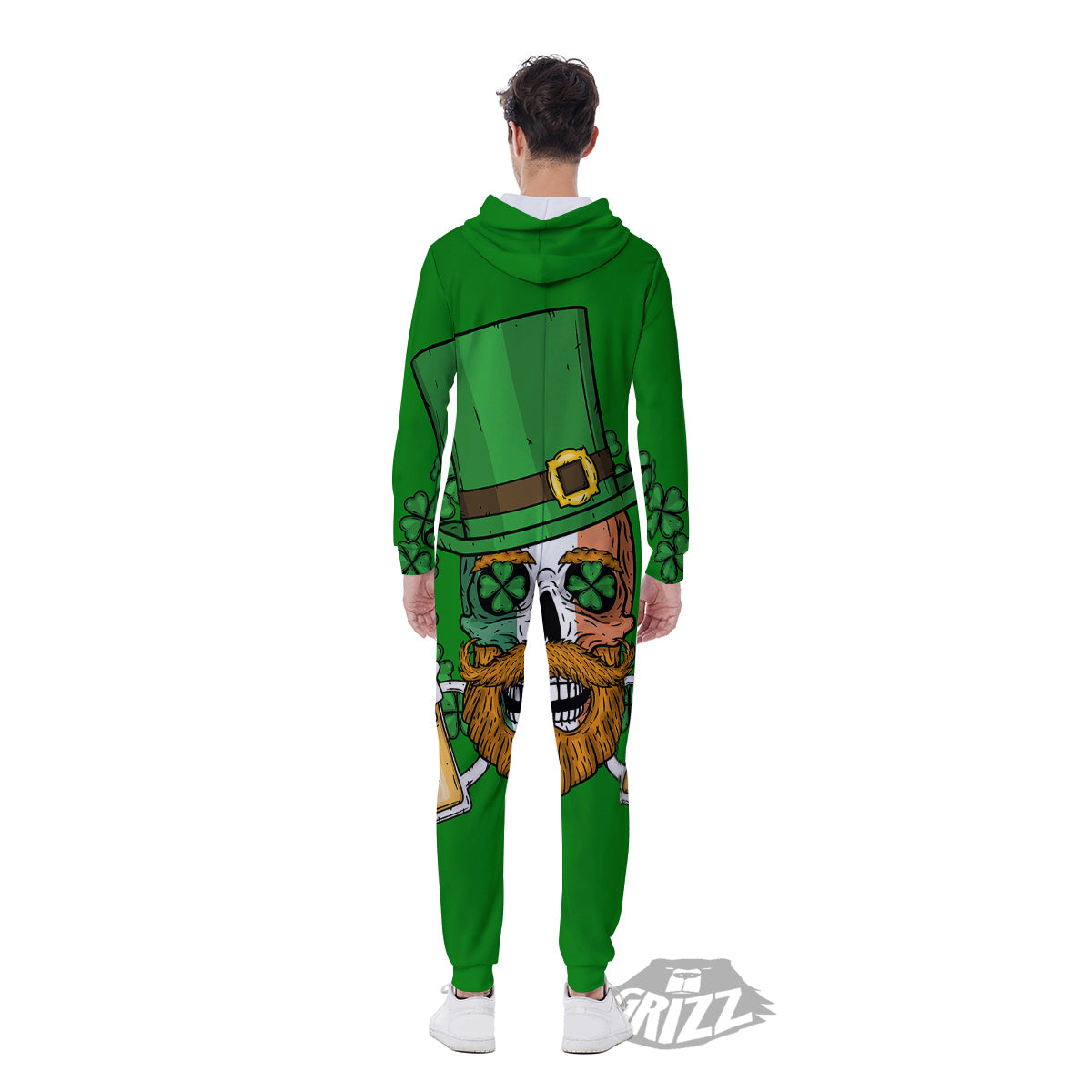 Beer And Clover St. Patrick's Day Print Men's Jumpsuit-grizzshop