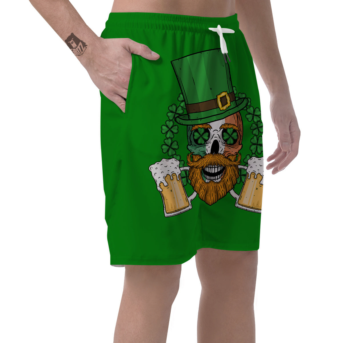 Beer And Clover St. Patrick's Day Print Men's Shorts-grizzshop