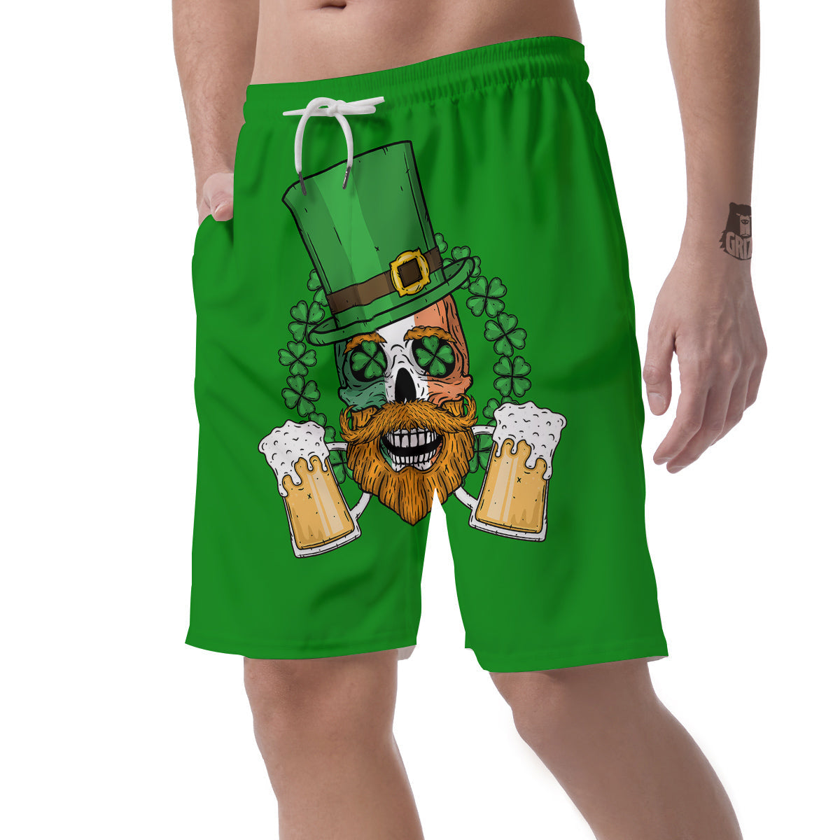 Beer And Clover St. Patrick's Day Print Men's Shorts-grizzshop