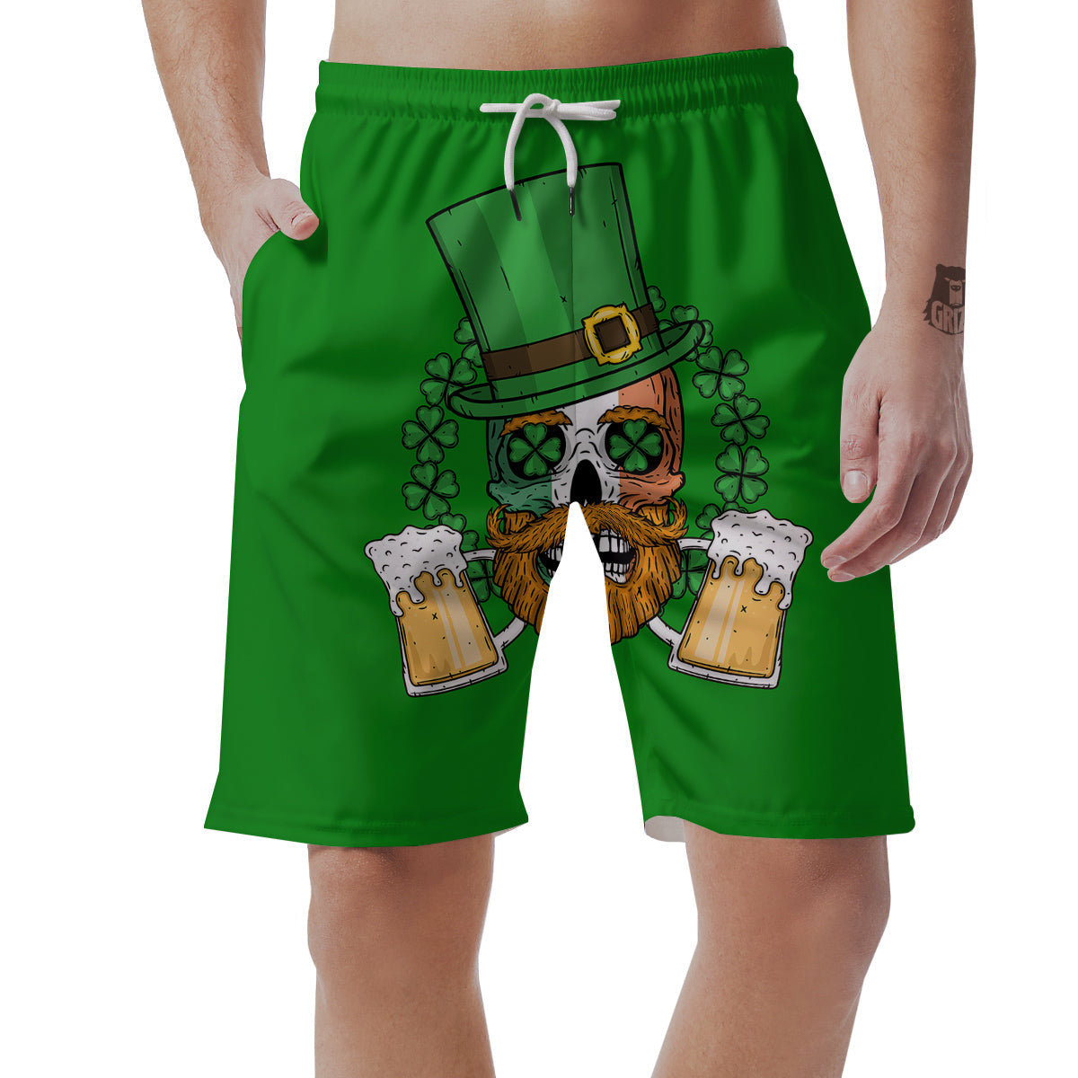 Beer And Clover St. Patrick's Day Print Men's Shorts-grizzshop