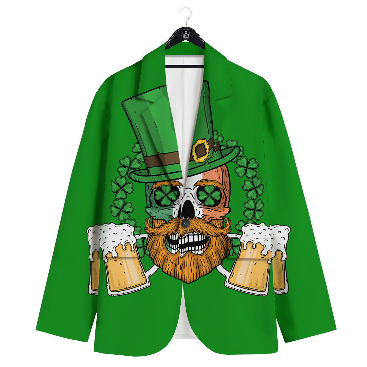 Beer And Clover St. Patrick's Day Print Men's Sport Coat-grizzshop