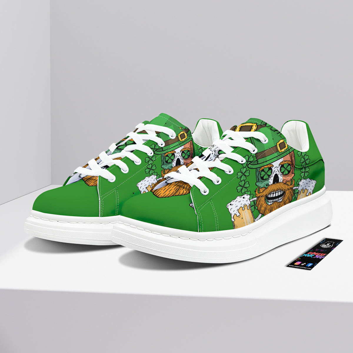 Beer And Clover St. Patrick's Day Print Platform Shoes-grizzshop