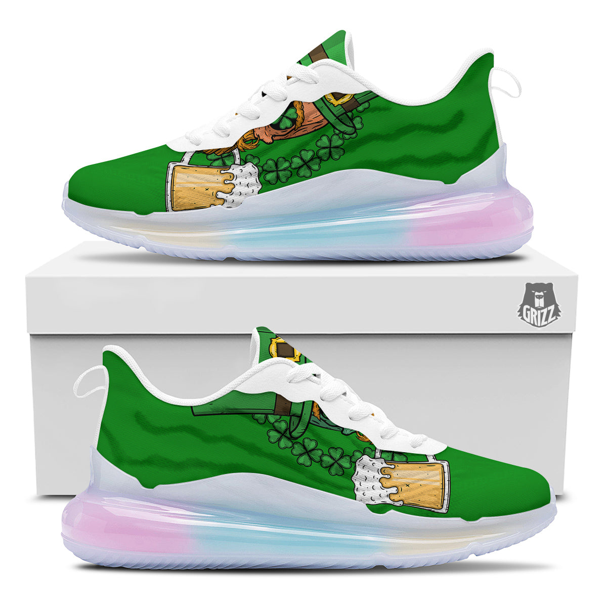 Beer And Clover St. Patrick's Day Print Running Sneakers-grizzshop