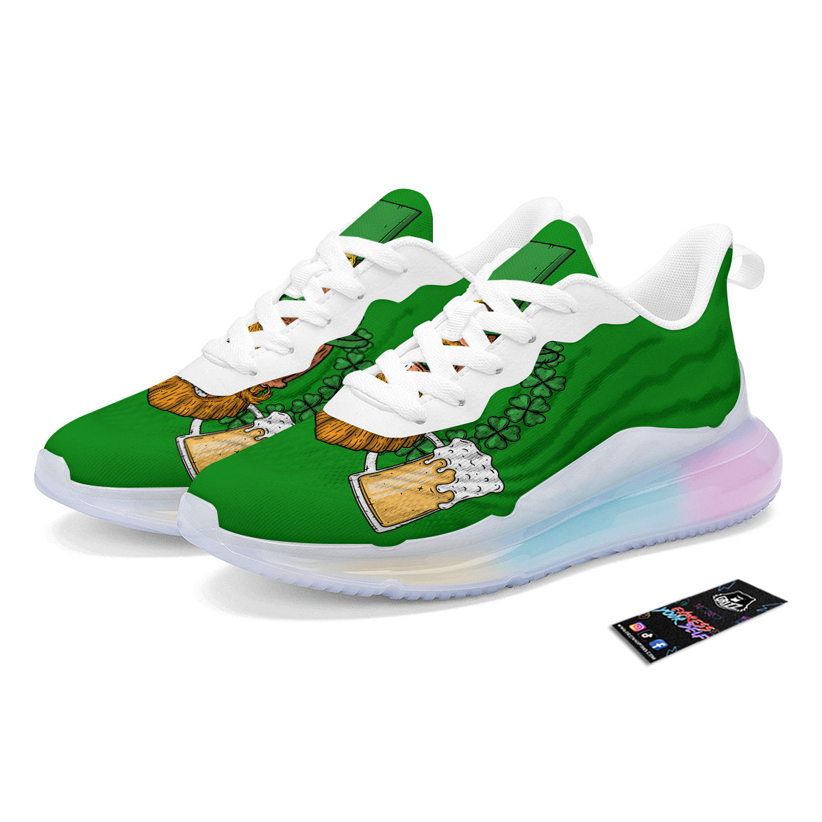 Beer And Clover St. Patrick's Day Print Running Sneakers-grizzshop