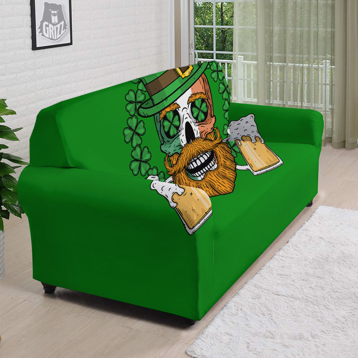 Beer And Clover St. Patrick's Day Print Sofa Cover-grizzshop