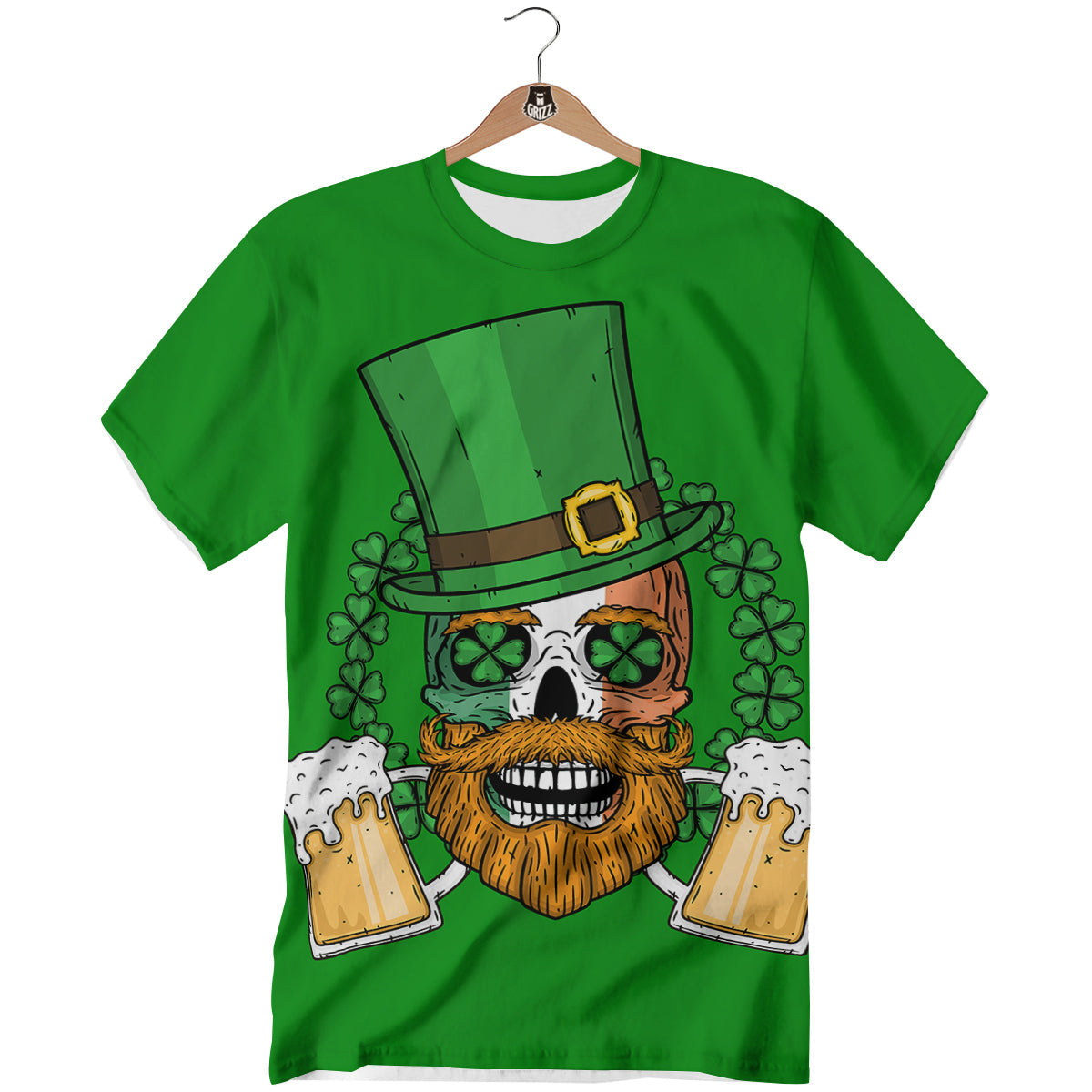 Beer And Clover St. Patrick's Day Print T-Shirt-grizzshop