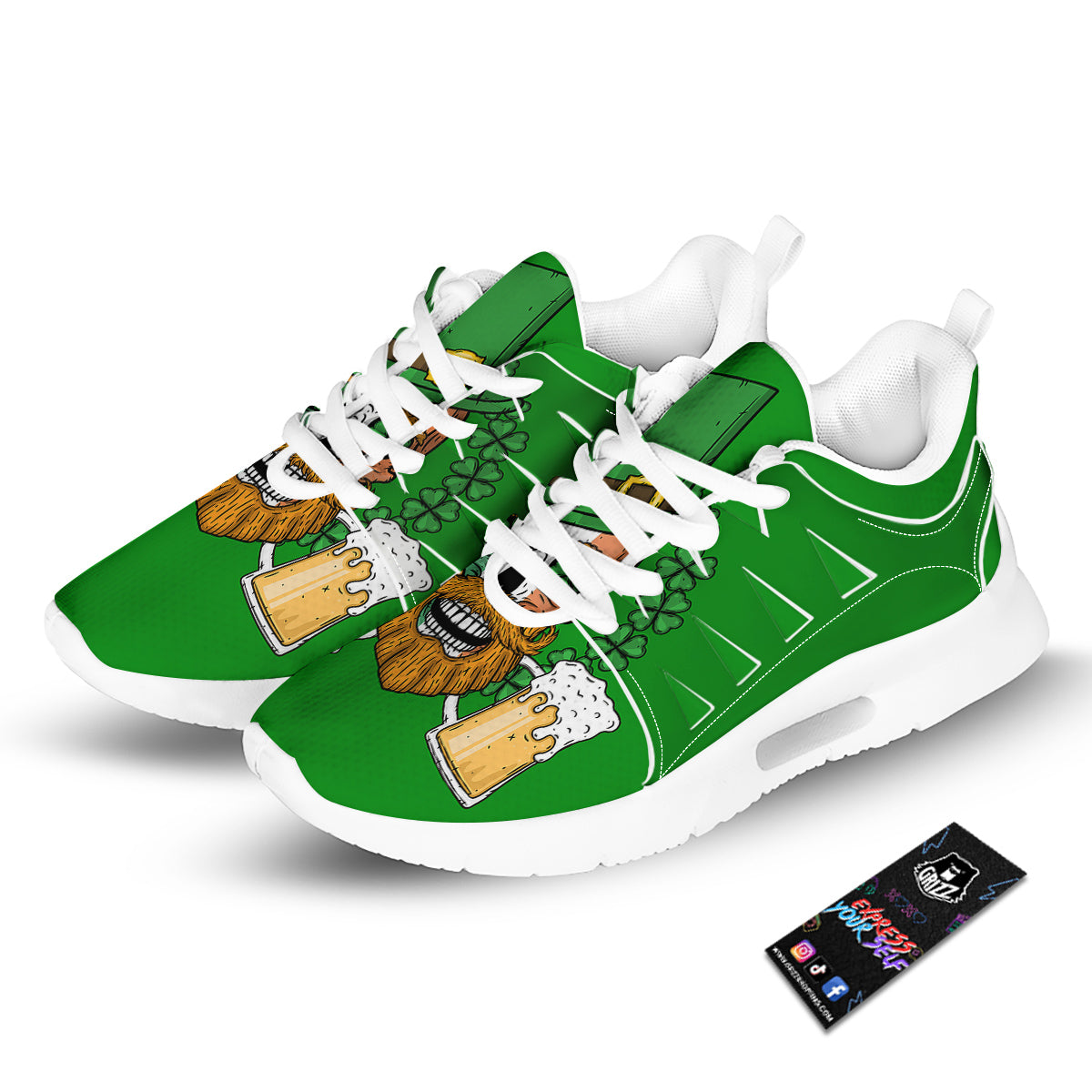 Beer And Clover St. Patrick's Day Print Tennis Shoes-grizzshop