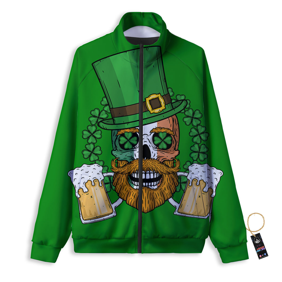 Beer And Clover St. Patrick's Day Print Track Jacket-grizzshop